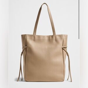 Vegan Leather Drawstring Tote | Taupe